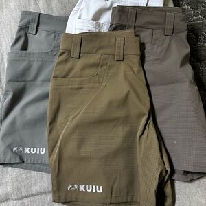 KUIU Men's Performance Shorts in Olive, Gray, Brown